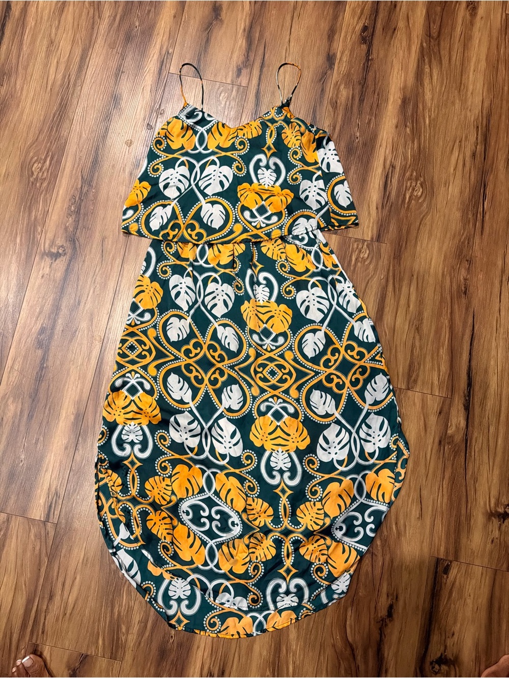 H&M Green, Yellow & White Tropical Maxi Dress